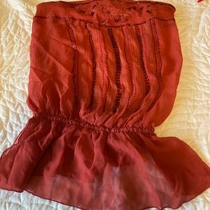 Bebe embroidered strapless top